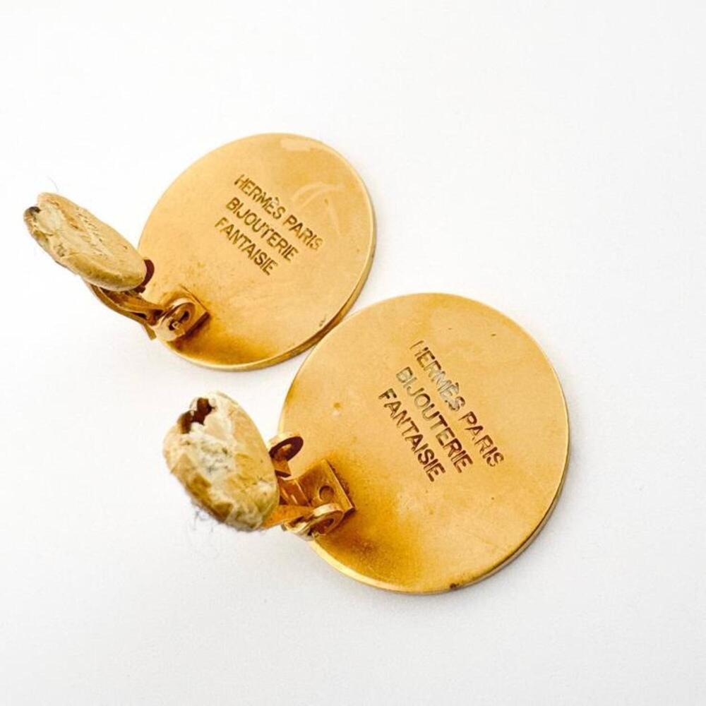 HERMES Sellier Earrings Vintage Gold Hermes - Picture 4 of 4